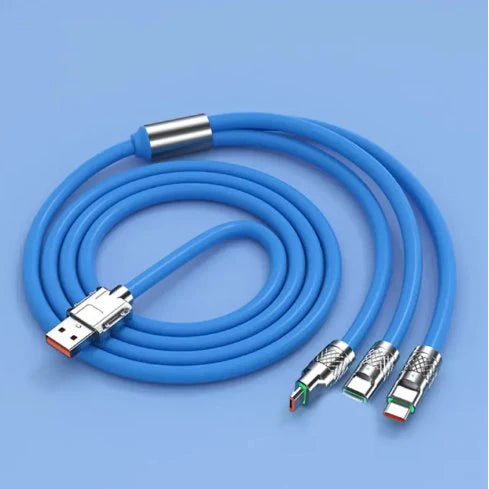 3 In 1 Zinc Alloy Charger Cable 120W 6A Super Fast