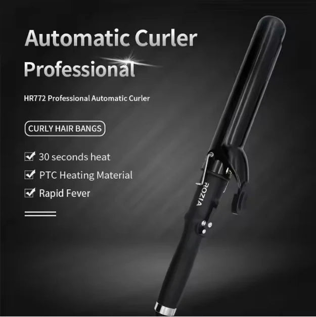 Rozia automatic curling iron rotating 3 barrel hair heatless magic auto portable hair curler