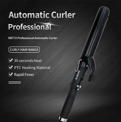 Rozia automatic curling iron rotating 3 barrel hair heatless magic auto portable hair curler