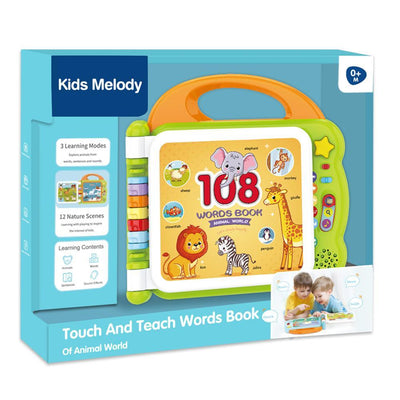 Touch And Teach Words Book of Animal World - 12 Nature Scenes - 3 Learning Modes & Music World